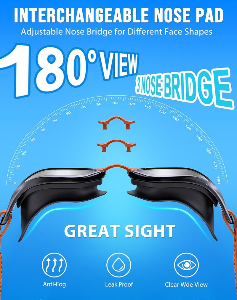 Vegemono Swim Goggles, Unisex Adult Swimming Goggles Anti Fog Anti UV No Leakage Wide View for Men Women Youth - Image 2